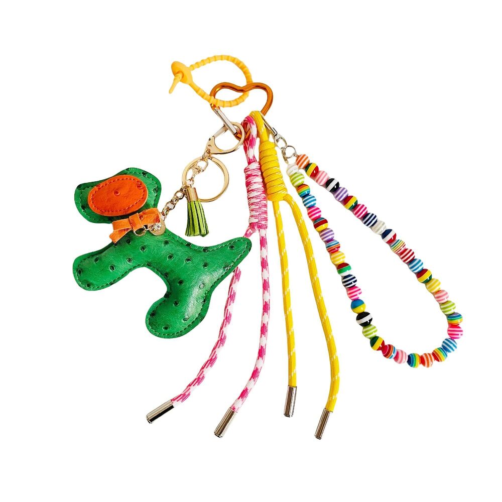 6544 Cute Puppy Beaded Rope Braided Keychain Bag Charms for Handbag Purse